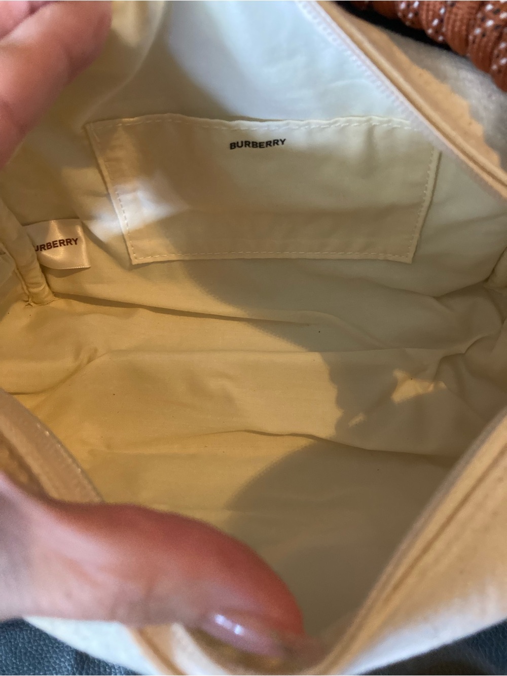 Burberry Cream Canvas Top-Handle Satchel with Brown Accents - Picture 7 of 8